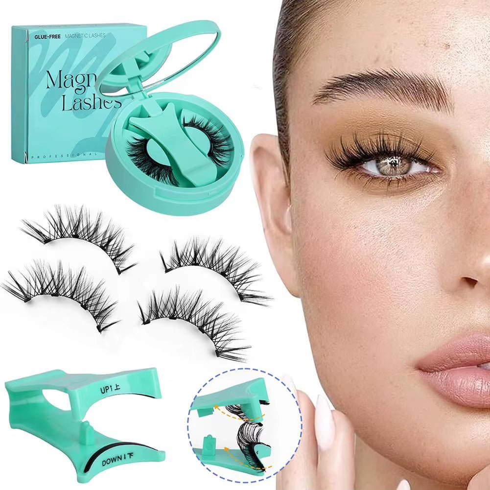 Magnetic Eyelashes Reusable Winged Magnetic 3D Mink Lashes Long-Lasting Non Glue Needed False Eyelashes with Tweezer Makeup