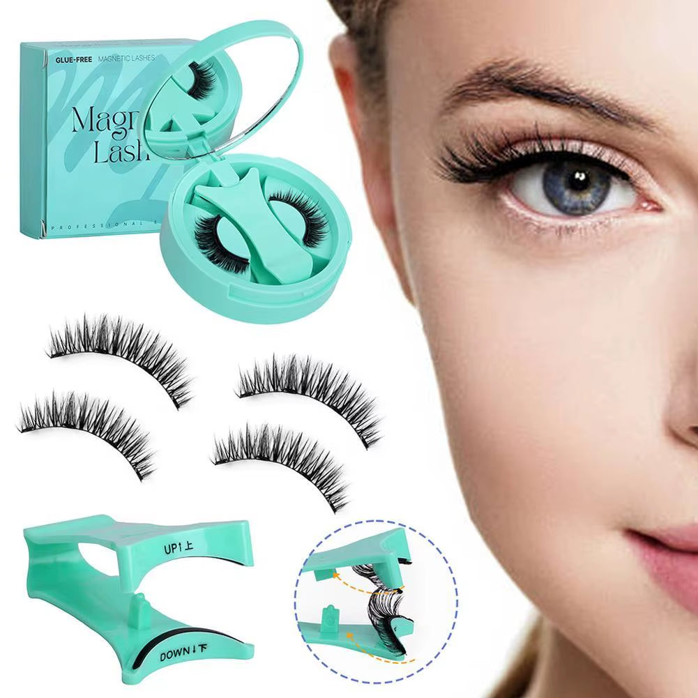 Magnetic Eyelashes Reusable Winged Magnetic 3D Mink Lashes Long-Lasting Non Glue Needed False Eyelashes with Tweezer Makeup