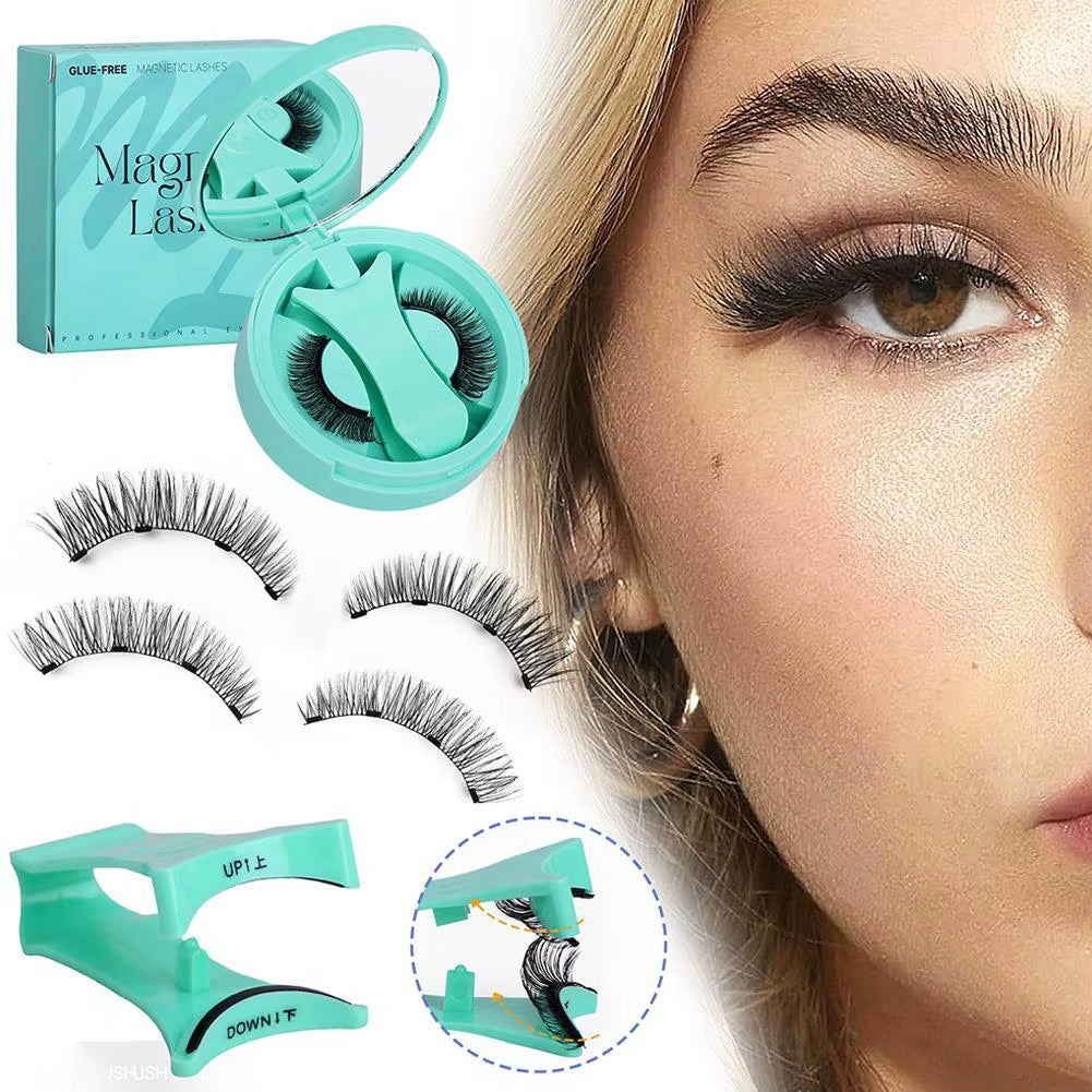 Magnetic Eyelashes Reusable Winged Magnetic 3D Mink Lashes Long-Lasting Non Glue Needed False Eyelashes with Tweezer Makeup