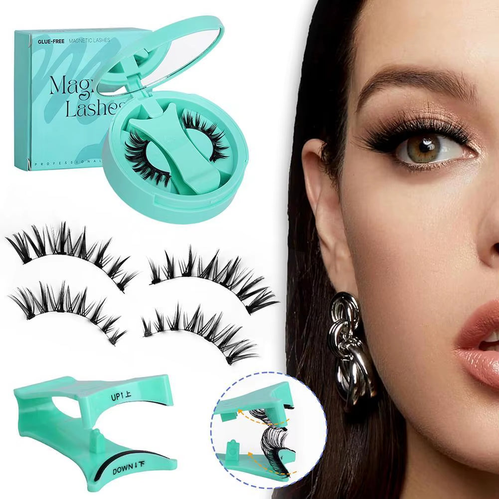 Magnetic Eyelashes Reusable Winged Magnetic 3D Mink Lashes Long-Lasting Non Glue Needed False Eyelashes with Tweezer Makeup