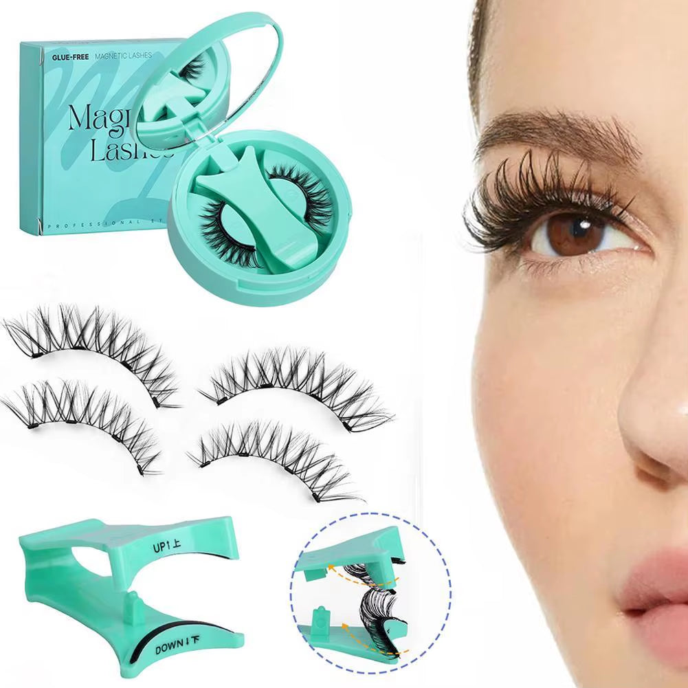 Magnetic Eyelashes Reusable Winged Magnetic 3D Mink Lashes Long-Lasting Non Glue Needed False Eyelashes with Tweezer Makeup