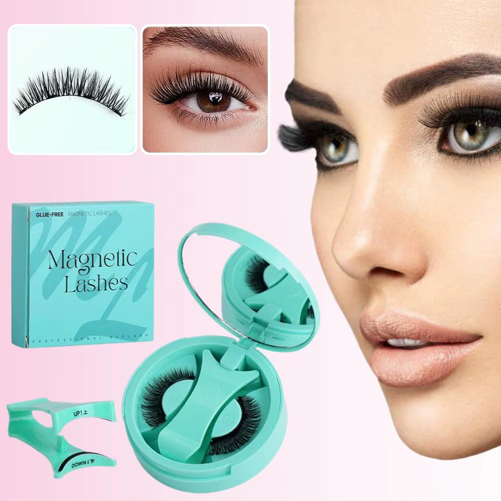 Magnetic Eyelashes Reusable Winged Magnetic 3D Mink Lashes Long-Lasting Non Glue Needed False Eyelashes with Tweezer Makeup