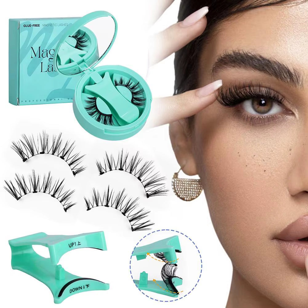Magnetic Eyelashes Reusable Winged Magnetic 3D Mink Lashes Long-Lasting Non Glue Needed False Eyelashes with Tweezer Makeup